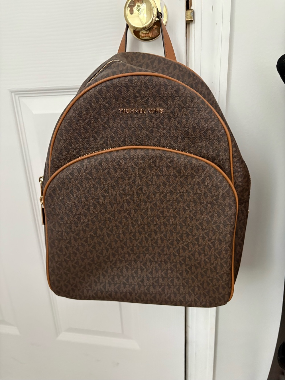 Michael Kors Brown and Tan Monogram Backpack